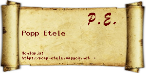Popp Etele névjegykártya